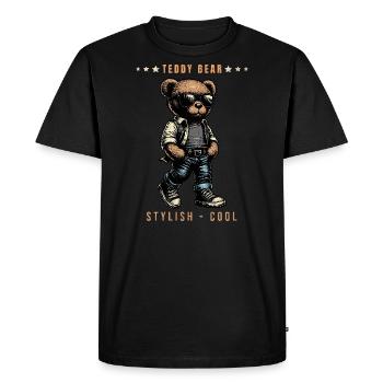Ours en peluche élégant et cool - T-shirt Premium bio Homme - noir - Devant - Nico (187cm)