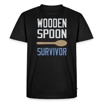 Survivant de la cuillère en bois - T-shirt Premium bio Homme - noir - Devant - Nico (187cm)