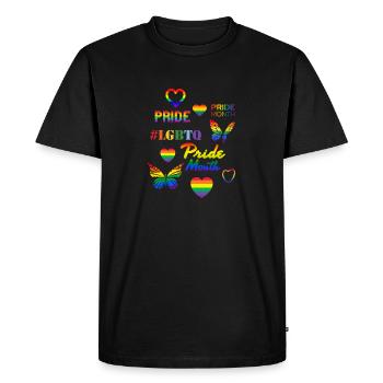 Mois de la fierté gay LGBT Amour arc-en-ciel gay - T-shirt Premium bio Homme - noir - Devant - Nico (187cm)