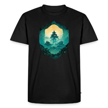 Sunset in Forest Landscape - Men's Premium Organic T-Shirt - black - Front - Nico (187cm)