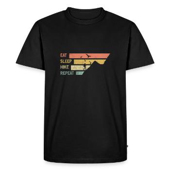 manger dormir randonnée répéter - T-shirt Premium bio Homme - noir - Devant - Nico (187cm)