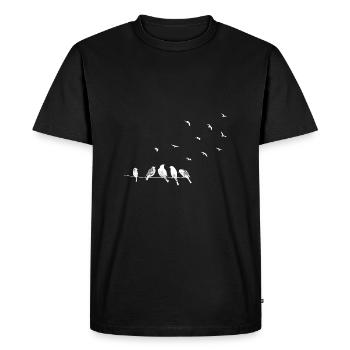 Migration des oiseaux en blanc - T-shirt Premium bio Homme - noir - Devant - Nico (187cm)