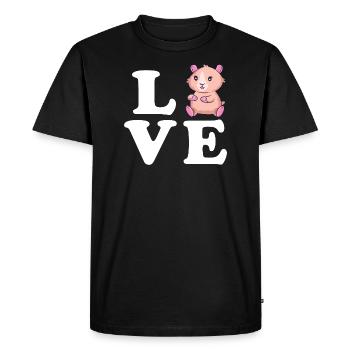 Cochon d’Inde Aime Dire Motif Cochon d’Inde - T-shirt Premium bio Homme - noir - Devant - Nico (187cm)