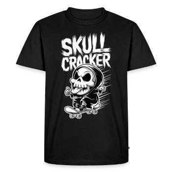 Skull Cracker Skateboard - Men's Premium Organic T-Shirt - black - Front - Nico (187cm)