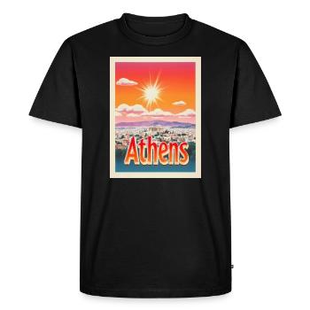 Retroglow Athens – Greece Cityscape Design - Men's Premium Organic T-Shirt - black - Front - Nico (187cm)