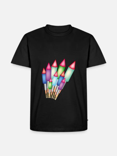 Feuerwerk / Raketen - Männer Premium Bio T-Shirt - Schwarz