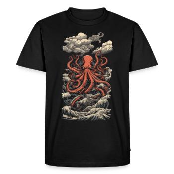 Ukiyo-E Octopus Sea Power & Art Japan Octopus - Men's Premium Organic T-Shirt - black - Front - Nico (187cm)