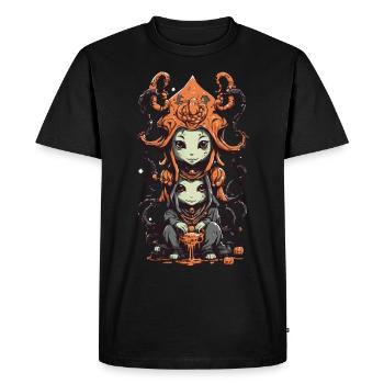 Slimy Cartoon Monster Halloween Point culminant - T-shirt Premium bio Homme - noir - Devant - Nico (187cm)