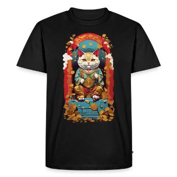 Design streetwear esthétique du chat porte-bonheur japonais - T-shirt Premium bio Homme - noir - Devant - Nico (187cm)