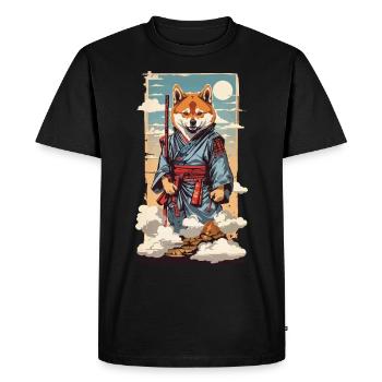 Vintage Shiba Samurai Dog Dog Lover Design - Men's Premium Organic T-Shirt - black - Front - Nico (187cm)
