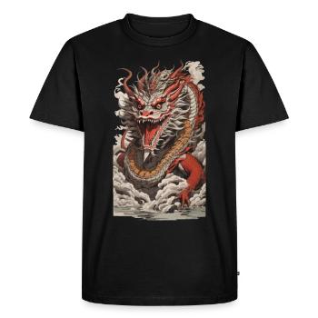 Dragon Asiatique Style Japon Streetwear Rétro - T-shirt Premium bio Homme - noir - Devant - Nico (187cm)