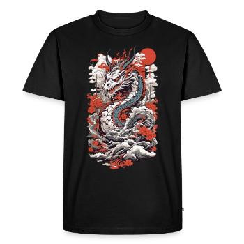 Ukiyo-E Dragon Rétro Vintage Art Japonais - T-shirt Premium bio Homme - noir - Devant - Nico (187cm)