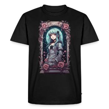 Esthétique Goth Kawaii Anime Victorien Roses - T-shirt Premium bio Homme - noir - Devant - Nico (187cm)