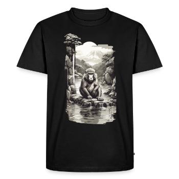 Singe japonais dans l’Art Vintage de source chaude - T-shirt Premium bio Homme - noir - Devant - Nico (187cm)
