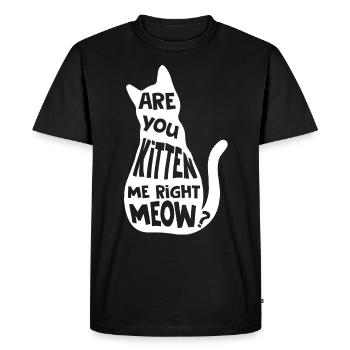 Es-tu chaton me right miaulement - T-shirt Premium bio Homme - noir - Devant - Nico (187cm)