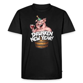 Fête du Nouvel An Célébrer l’alcool cochon - T-shirt Premium bio Homme - noir - Devant - Nico (187cm)