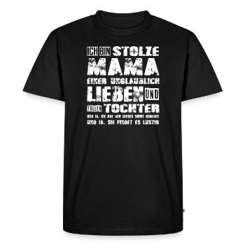 maman fière d’une fille aimante et géniale - T-shirt Premium bio Homme - noir - Devant - Nico (187cm)