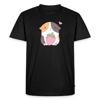 Cochon d'Inde mignon aime la fraise - T-shirt Premium bio Homme - noir - Devant - Nico (187cm)