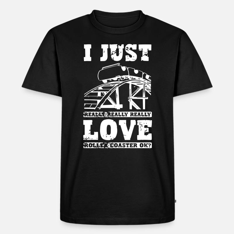 I Love Roller Coaster - Männer Premium Bio T-Shirt - Schwarz