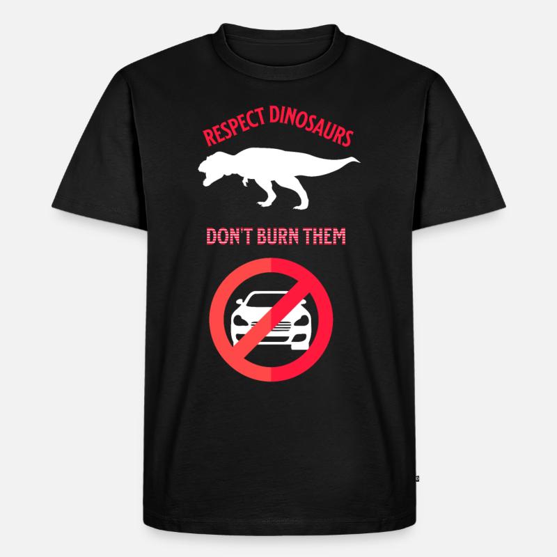 Respect dinosaurs don't burn them - Männer Premium Bio T-Shirt - Schwarz