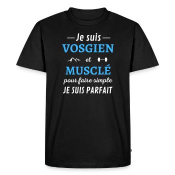 Je suis Vosgien et Musclé je suis parfait - T-shirt Premium bio Homme - noir - Devant - Nico (187cm)
