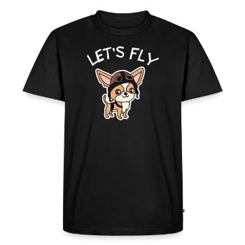 Lets Fly Chihuahua Pilot Dog Gift Retro - Men's Premium Organic T-Shirt - black - Front - Nico (187cm)
