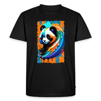 Colorful Art Potrait Panda 1.2 - Men's Premium Organic T-Shirt - black - Front - Nico (187cm)