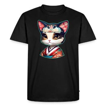 Mignons Samurai Cats Lady Anime Manga - T-shirt Premium bio Homme - noir - Devant - Nico (187cm)