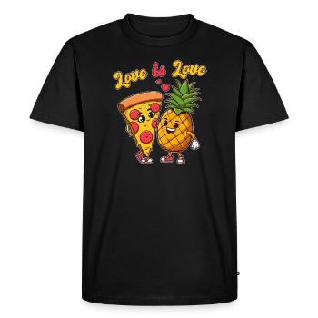 Love Is Love pizza Pineapple Funny Funny - Men's Premium Organic T-Shirt - black - Front - Nico (187cm)