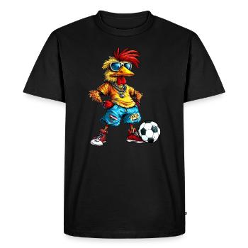 Chicken Football - Men's Premium Organic T-Shirt - black - Front - Nico (187cm)
