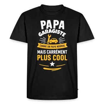 Papa garagiste – plus cool qu’un papa normal - T-shirt Premium bio Homme - noir - Devant - Nico (187cm)