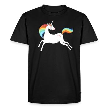 springendes Einhorn Regenbogen Schweif - Männer Premium Bio T-Shirt - Schwarz - Vorne - Nico (187cm)
