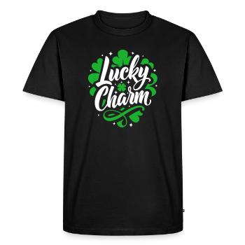 Porte-bonheur - Saint-Patrick - Irlande - T-shirt Premium bio Homme - noir - Devant - Nico (187cm)