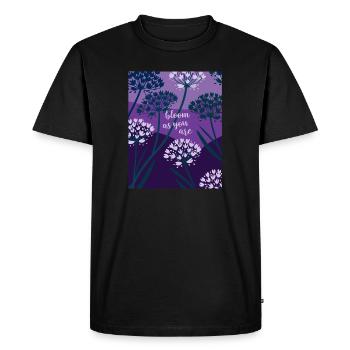 Bloom as you are - Flowers - Spring - Saying - Men's Premium Organic T-Shirt - black - Front - Nico (187cm)