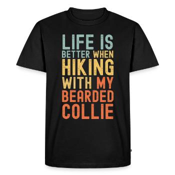 Bearded-Collie Hiking dog retro - Men's Premium Organic T-Shirt - black - Front - Nico (187cm)