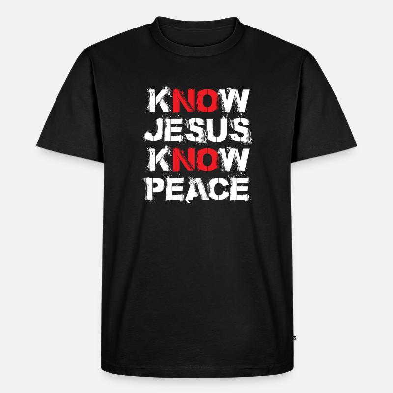Know Jesus Know Peace - Männer Premium Bio T-Shirt - Schwarz
