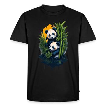 Pandas mignons - T-shirt Premium bio Homme - noir - Devant - Nico (187cm)