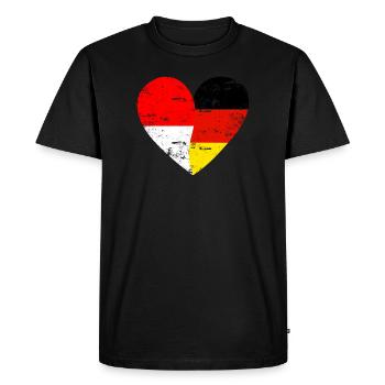 Indonésie Allemagne Flag Heart - T-shirt Premium bio Homme - noir - Devant - Nico (187cm)