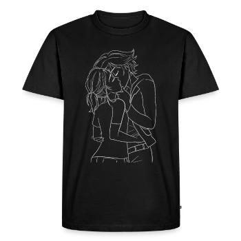 Couple s’embrassant - T-shirt Premium bio Homme - noir - Devant - Nico (187cm)