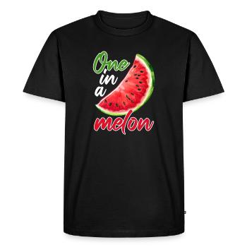 One In A Melon Funny Melon Summer - Men's Premium Organic T-Shirt - black - Front - Nico (187cm)
