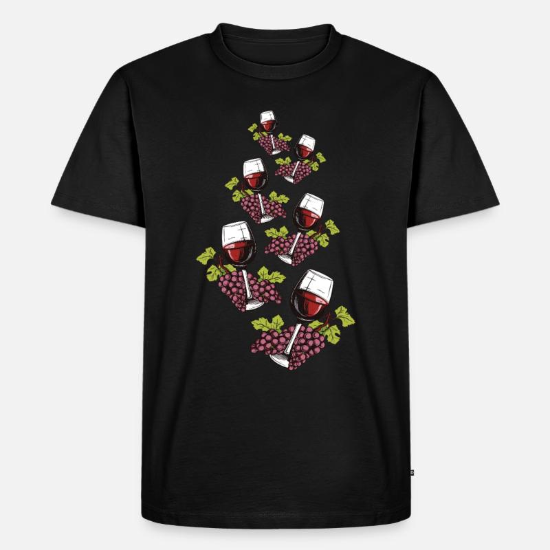 Weinglas Trauben Wein - Männer Premium Bio T-Shirt - Schwarz
