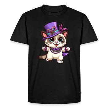 Chat Siamois Mardi Gras Bande Dessinée Mignon - T-shirt Premium bio Homme - noir - Devant - Nico (187cm)