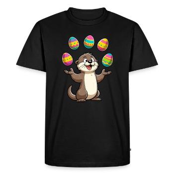 Otter Beaver Juggling Easter Eggs Water Animal Artist - Men's Premium Organic T-Shirt - black - Front - Nico (187cm)
