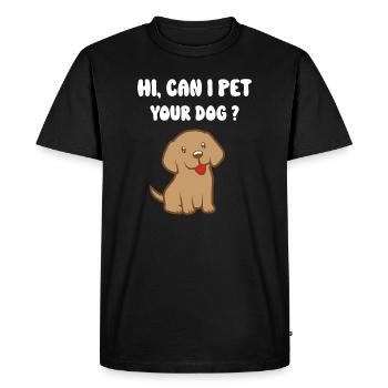 Puis-je caresser votre chien ? - T-shirt Premium bio Homme - noir - Devant - Nico (187cm)