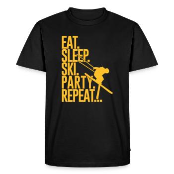Eat. Sleep. Ski. Party. Repeat... - T-shirt Premium bio Homme - noir - Devant - Nico (187cm)