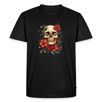 Memento Mori Crâne Schädel Totenkopf - T-shirt Premium bio Homme - noir - Devant - Nico (187cm)