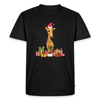 Girafe lumières de Noël Santa Hat cadeau de Noël - T-shirt Premium bio Homme - noir - Devant - Nico (187cm)