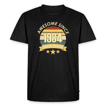 Vintage Awesome since 1984 Anniversaire Retro seashe - T-shirt Premium bio Homme - noir - Devant - Nico (187cm)