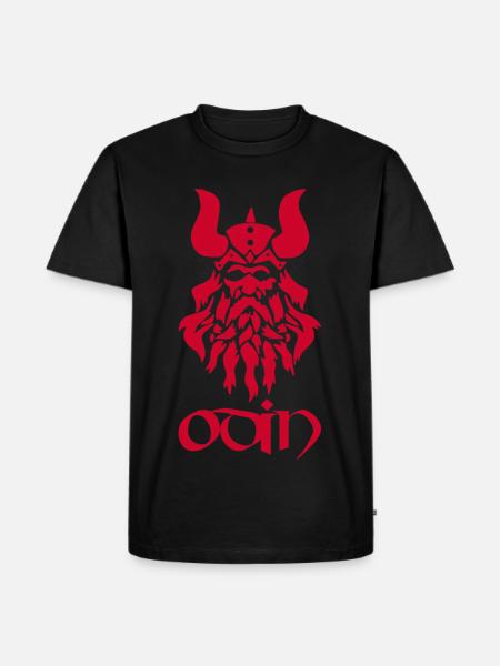 Nordisk Gud Odin (rød) - Herre Premium økologisk T-shirt - sort