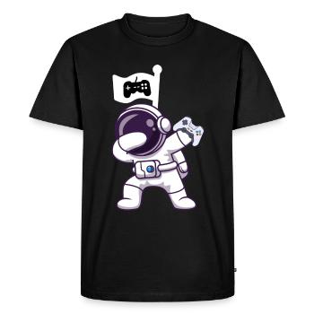 Chemise de jeu Dabbing Astronaut avec contrôleur - T-shirt Premium bio Homme - noir - Devant - Nico (187cm)